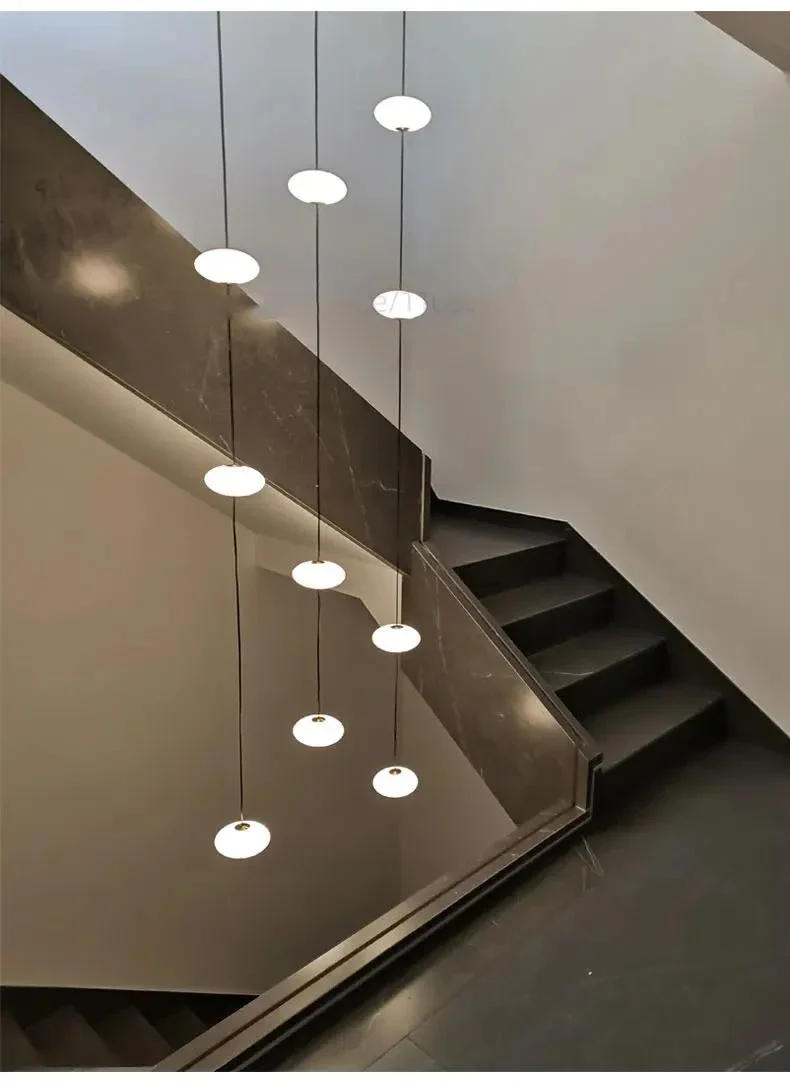 Description Picture 5 of itemModern Led Staircase Chandelier Living Room Hanging Light Designer Villa Duplex Building Oval String Attic Pendant Lighting