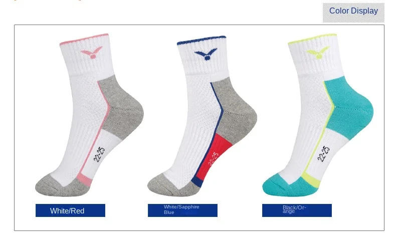 Description Picture 2 of item1Pair Original VICTOR Women's Sports Socks Professional Badminton Socks Middle Tube SK234 Thickened Towel Bottom 22-25cm