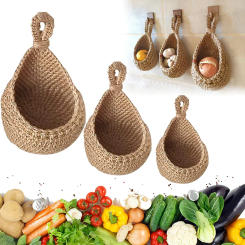 Wall Hanging Kitchen Fruit Vegetable Basket Handwoven Flower Plant Macrame Pot Pocket Home Decor Sundries Storage Container