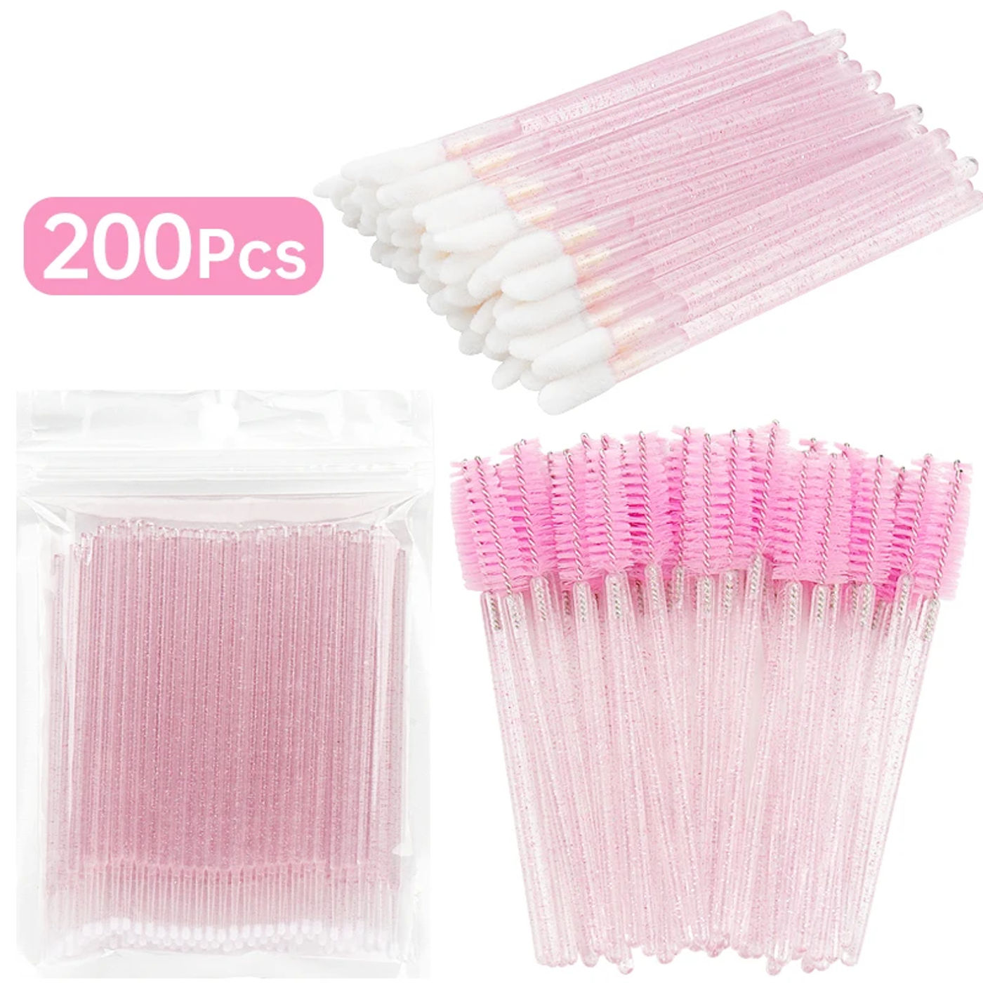 Description Picture 2 of itemWholesale 200 Pcs Eyelash Extension Makeup Set Removal Micro Brush Lipline Special Eyelash Brush for Women Lash Make Up Tool