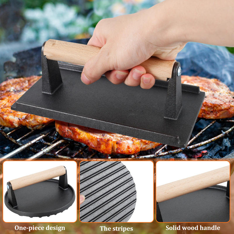 Description Picture 4 of item2/1pc Hamburger Meat Press Maker Cast Iron Non-Stick Burger Patty Press Kitchen Gadget BBQ Beef Grill Pie Press Mould Meat Press