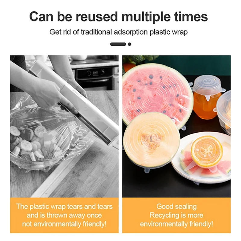 Description Picture 5 of item24/12/6PCS Food Silicone Cover Fresh-keeping Reusable Environmentally Airtight Cap Refrigerator Storage Stretch Lid Kitchen Tool