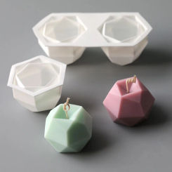 Silicone Candle Mould Diamond Ball Multi Sided Cube Geometry Chocolate Mousse Baking Resin Wax Soap Mold Making Supplies
