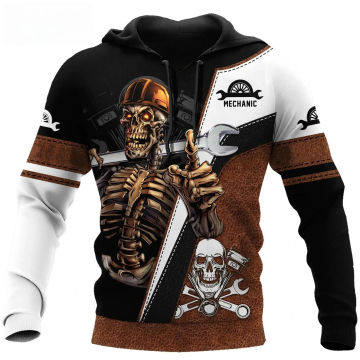 Men' Hoodie Mechanic Beer Billiards Skull 3D Print Sweatshirt Fashion Autumn And Winter Casual Coat Unisex Oversized Clothing
