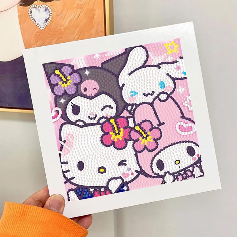 Description Picture 3 of itemSanrio Diamond Painting New Hello Kitty Full Round Diamond Mosaic Art 5D DIY Cross Stitch Kits Home Decor with Frame