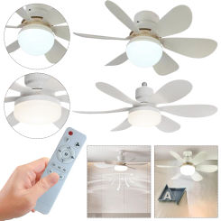 Indoor Ceiling Fan with Light E26/E27 Base Low Profile Ceiling Fan 3 Color Dimmable 3000-6500K Small Ceiling Fan Remote Control