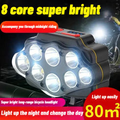 8LED Powerful Rechargeable Head Flashlight for Fishing Led Headlamp Camping Headlights Hunting Torch Hiking Front Lanterns