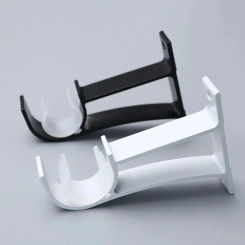 Wall/ Ceiling Mount Curtain Drapery Rod Bracket Heavy Duty Single Curtain Rod Brackets Holders Curtain Accessories, Black, White