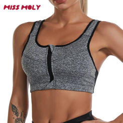 Plus Size Top Women Front Zipper Sports Bras Underwear Gym Fitness Push Up Athletic Running Yoga Sport Bra Top 3XL 4XL 5XL