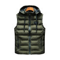 Men Winter Waistcoat Windproof Men's Winter Cotton Vest with Hood Pockets Zipper Closure Thick Warm Soft Sleeveless Waistcoat