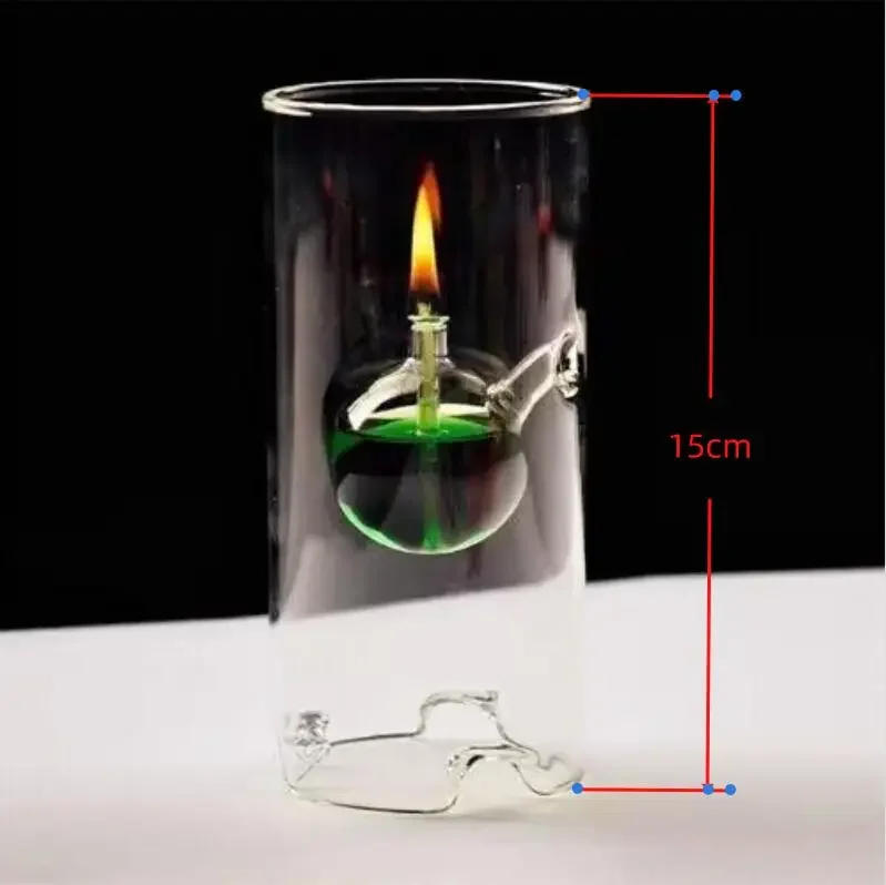 Description Picture 3 of itemCylindrical Oil Lamp Transparent Glass Candlestick Interior Glass Oil Lamp Household Decoration Creative Vintage Candle Holder