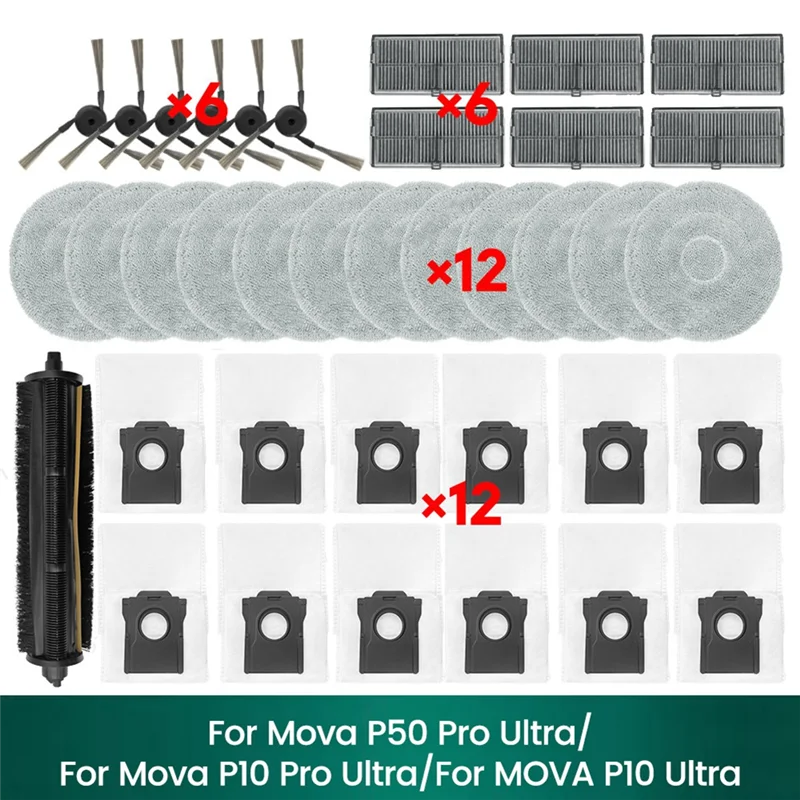 Description Picture 5 of itemB89B-For Mova P50 Pro Ultra, Mova P10 Pro Ultra, MOVA P10 Ultra Accessories Tricut Brush Hepa Filter Mop Cloth Dust Bags