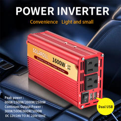 1600W Power Inverter DC 12V/24V to 110V AC Car Inverter With Dual USB Car Adapter
