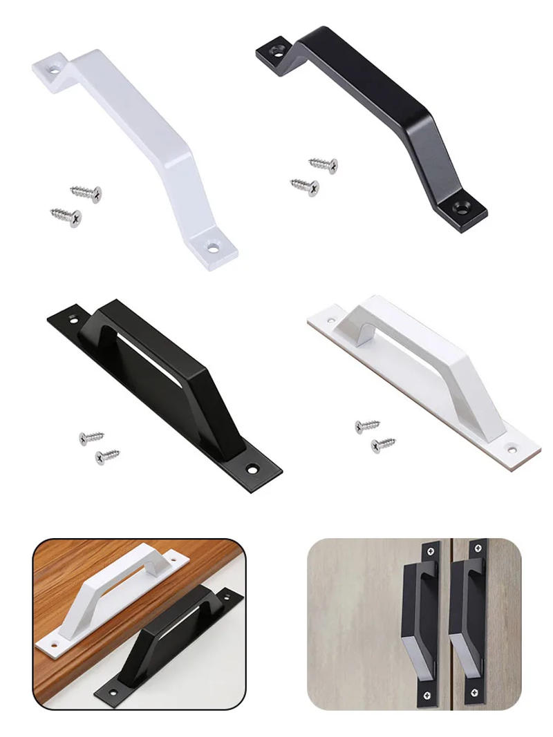 Description Picture 2 of item1set Barn Door Pull Handle Heavy Duty Black Iron Hots Bed Sliding Gate For Door Garages Sheds Closet Aluminum Alloy With Screw