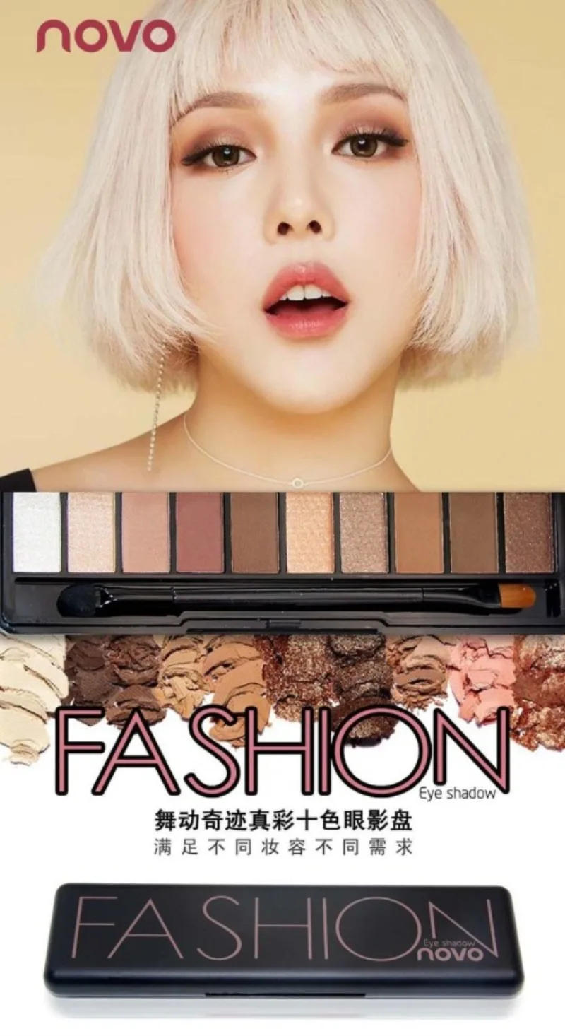 Description Picture 3 of itemFashion Eye Makeup Palette Natural Make Up Light 10 Color Nude Eye Shadow Shimmer Matte Eyeshadow Cosmetics Set with Brush