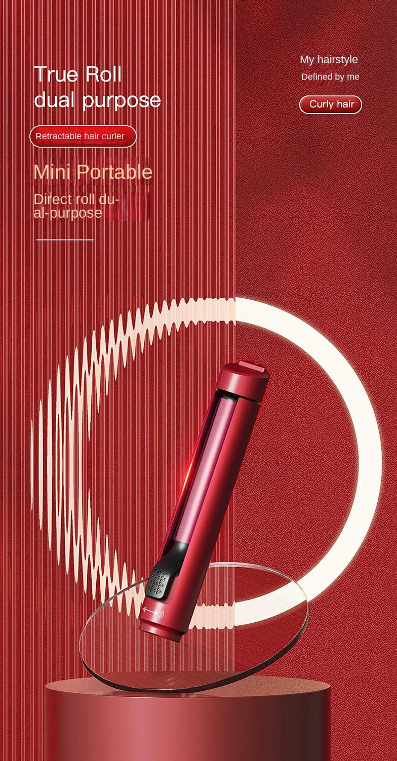 Description Picture 2 of itemPortable Retractable Mini Curling Iron Auto Hair Curler Stick Ceramic Electric Curling Iron Hair Styling Hair Care for Women