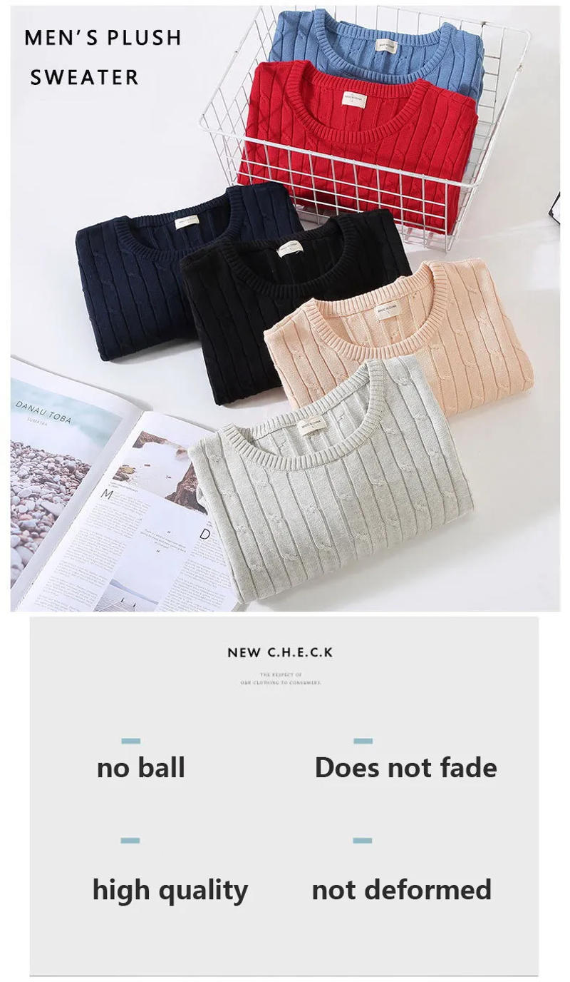 Description Picture 3 of item100% Cotton Sweater Men's High-quality Autumn Warm Knitted Fit Casual Jumpers Male Winter Korean Reviews Many Clothes