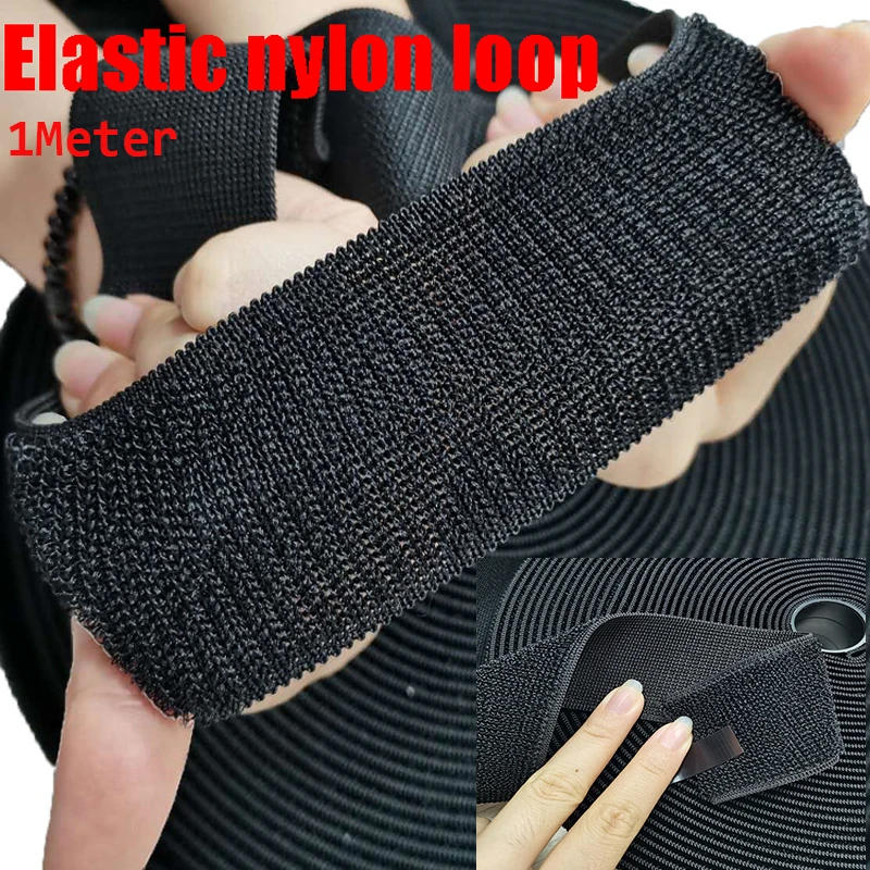 Description Picture 2 of item20/25/30/38/50/100mm Elastic Hook and Loop Fastener Tape Nylon Elastic Band No Adhesive Loop Strips For DIY Sewing 1M