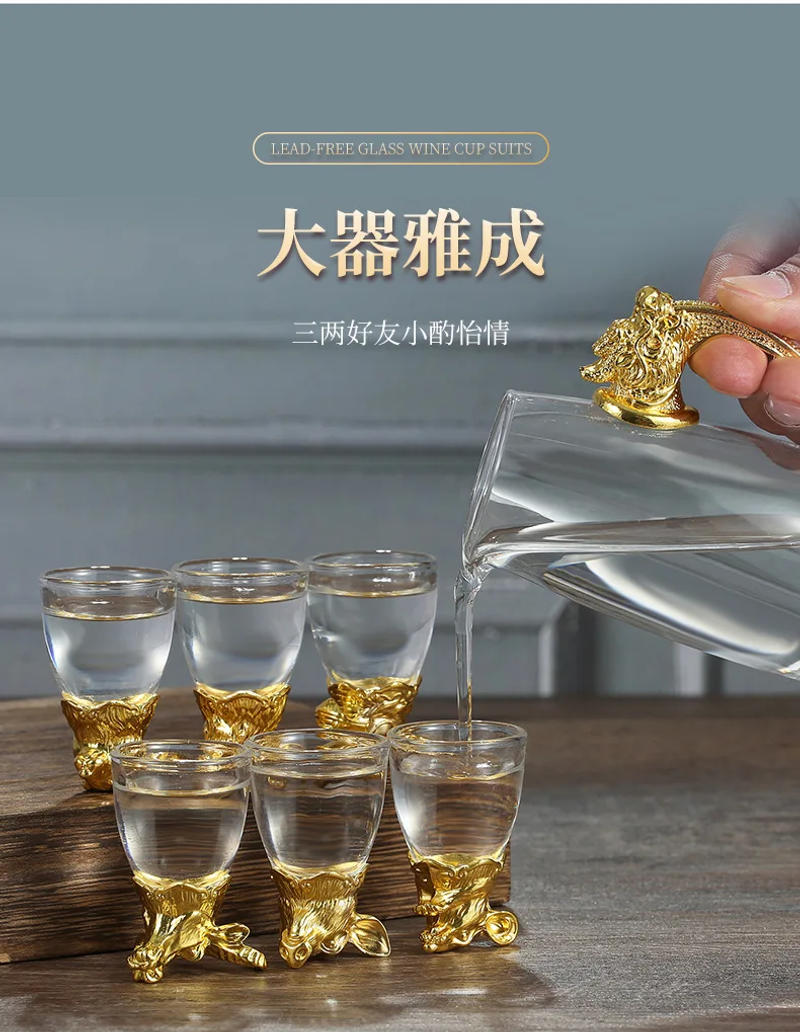 Description Picture 6 of itemHigh-end 12 Chinese Zodiac Animal Head Liquor Glass Set Crystal Glass Liquor Set Small Wine Glass One Mouth Cup Household