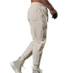 Splicing Casual Pants Loose Fit Men Sweatpants Patchwork Casual Men's Drawstring Pants with Elastic Waist for Spring