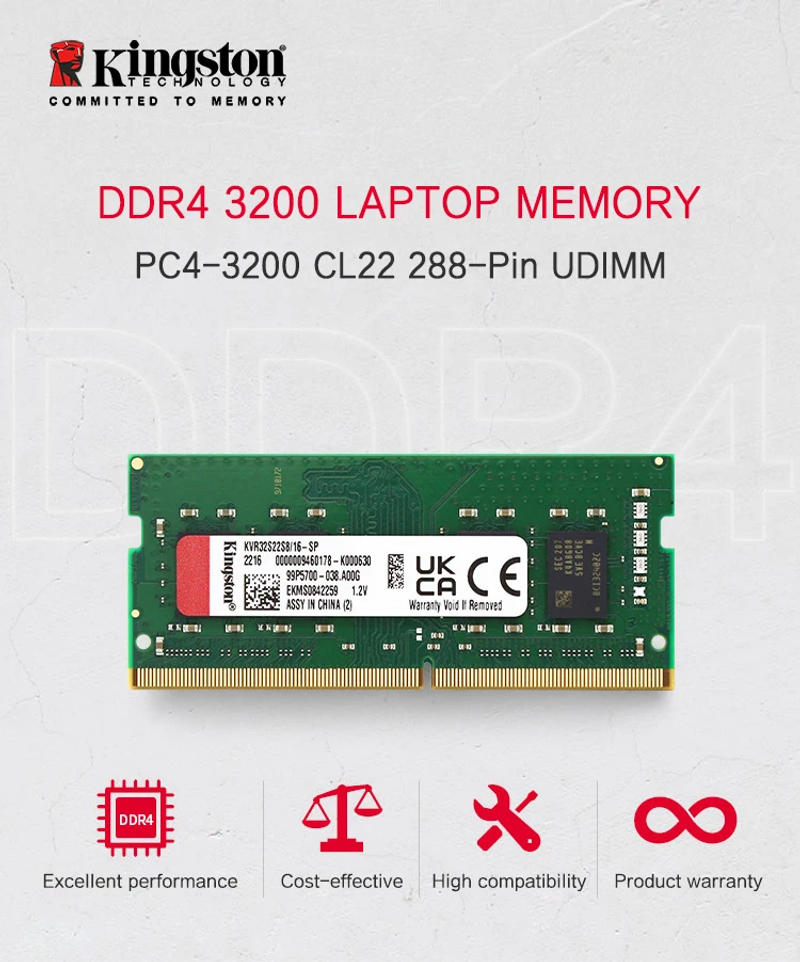 Description Picture 2 of itemKingston Memoria RAM DDR4 8GB 16GB 3200MHz 100% Original Kingston Memory module RAMs for Laptop