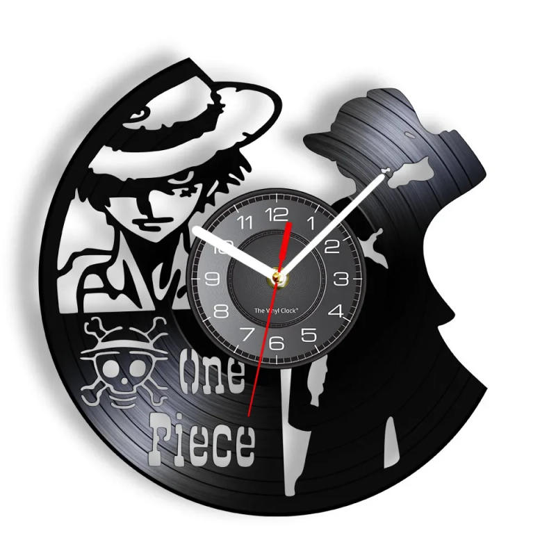 Description Picture 3 of itemONE PIECE Vinyl Record Wall Clock For Manga Mystery Luffy Character Cut Out Music Album Longplay Wall Clock Kid Room Home Decor