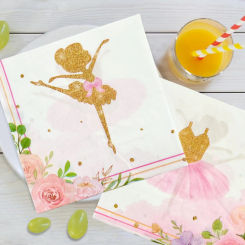 24pcs/48pcs Ballerina Decorative Napkin Disposable Napkin Ballerina,tutu and Bow Elements for Holiday Birthday Party Decoration Add Highlights for Dining Table