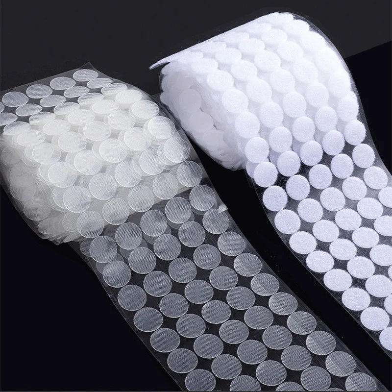 Description Picture 3 of item500/1000pair 10/15/20mm Dot Sticker Transparent Self Adhesive Hook and Loop Fastener Tape Glue Tape Round Coins Belcro Adhesivo