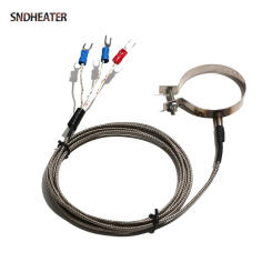 SNDHEATER K/E type PT100 Hoop Clamp Thermocouple Sensor 12 20 25 30 32mm Stainless Steel Coil 3 U-Shaped Terminal High Precision