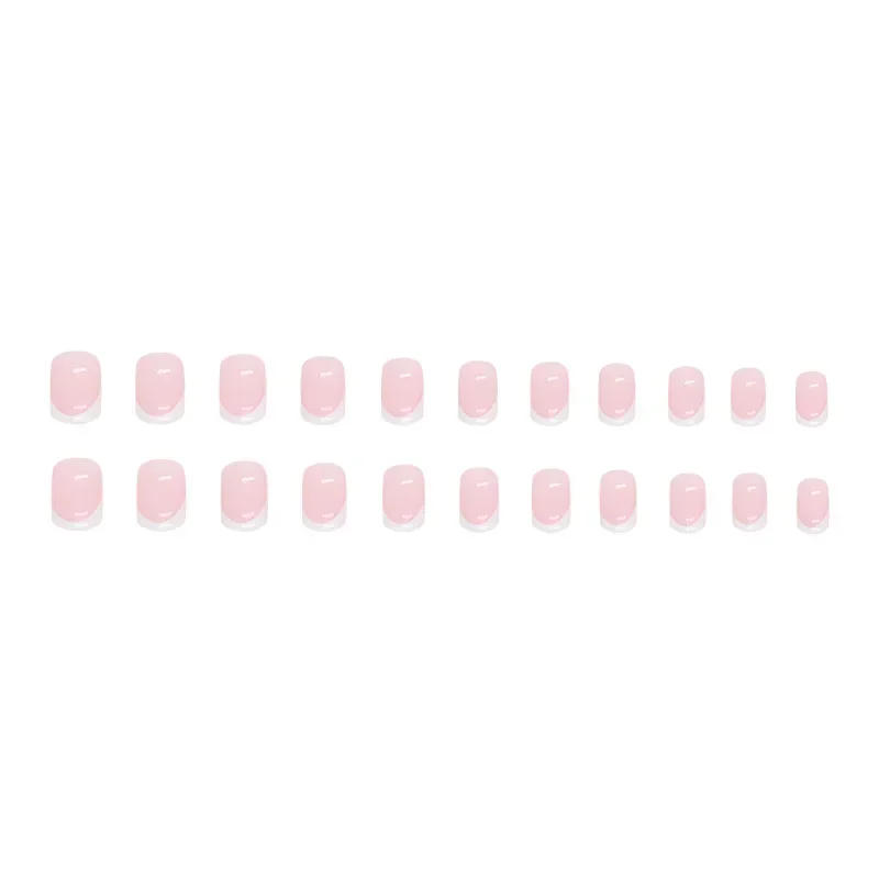 Description Picture 6 of item24 Pcs/set Artificial Square Head Short Nail Art Fake Nails Girl Pink White French Removable False Nail Ballerina Press on Nails