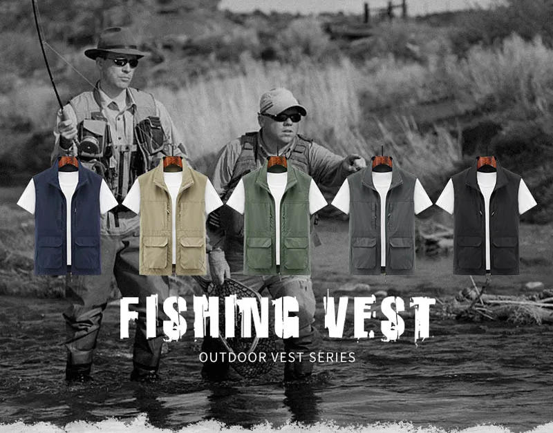 Description Picture 3 of itemMen's Sleeveless Camping Vest Jacket Multi-pocket Outdoor Mesh Vest Hiking Fishing Reporter Tooling Cut-sleeve Slim Waistcoat