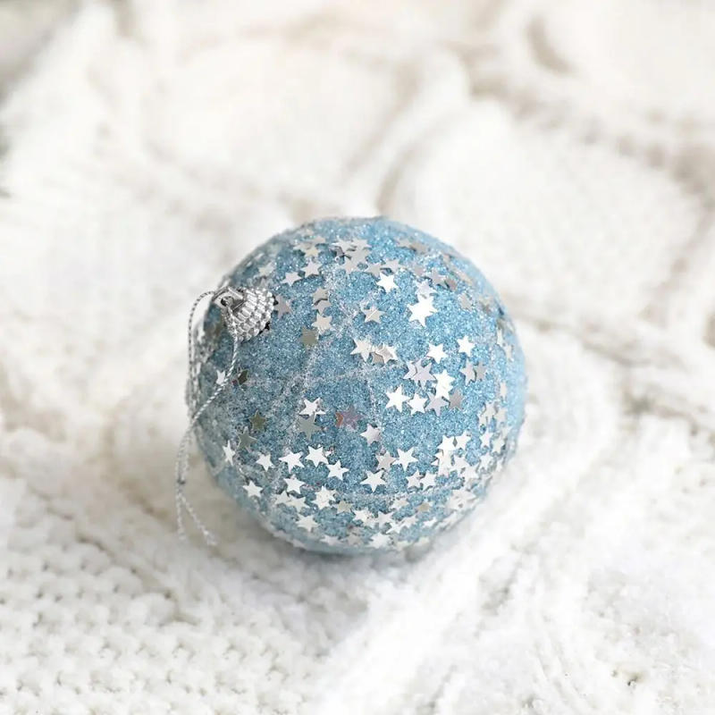 Description Picture 4 of item8cm Christmas Foam Sequin Balls Pendant Blue Reusable Christmas Hanging Balls Shatterproof Elegant Christmas Tree Ornaments