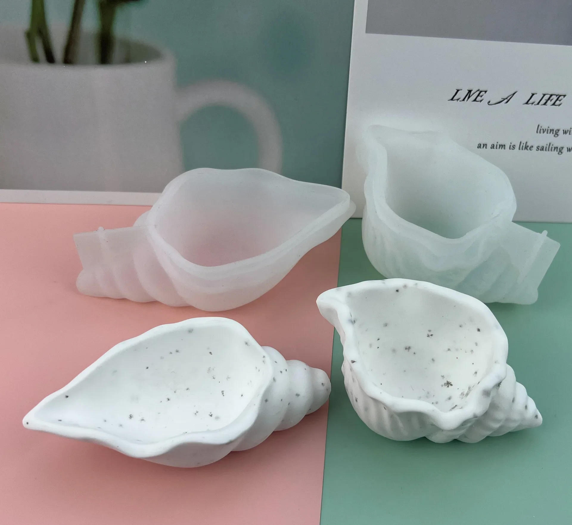 Description Picture 5 of itemConch Flowerpot Silicone Molds Concrete Gypsum Resin Mould DIY Sea Shell Secented Candle Jar Mold Storage Box Home Decor Craft