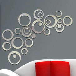 24pcs Geometric Circle Mirror Wall Sticker DIY Home Background Bedroom Decor 3D Accessories Stereo Removable Round Mirror