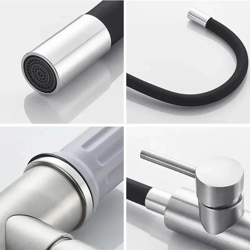Description Picture 6 of item304 Stainless steel Faucets Kitchen Hot Cold Taps Universal Flexible Pipe Kitchen Sink Water Tap Deck Mounted