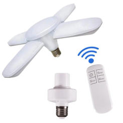 E27 LED Bulb Fan Blade Timing Lamp AC85-265V 28W Foldable Led Light Bulb Lampada For Home Ceiling Light With Remote Controller