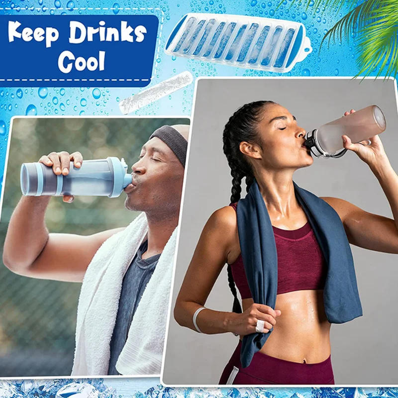 Description Picture 5 of itemPop Out Plastic Ice Cube Tray with Lid Reusable Ice Stick Tray Mold for Water and Sport Bottles BPA Free Ice Tube Making Trays