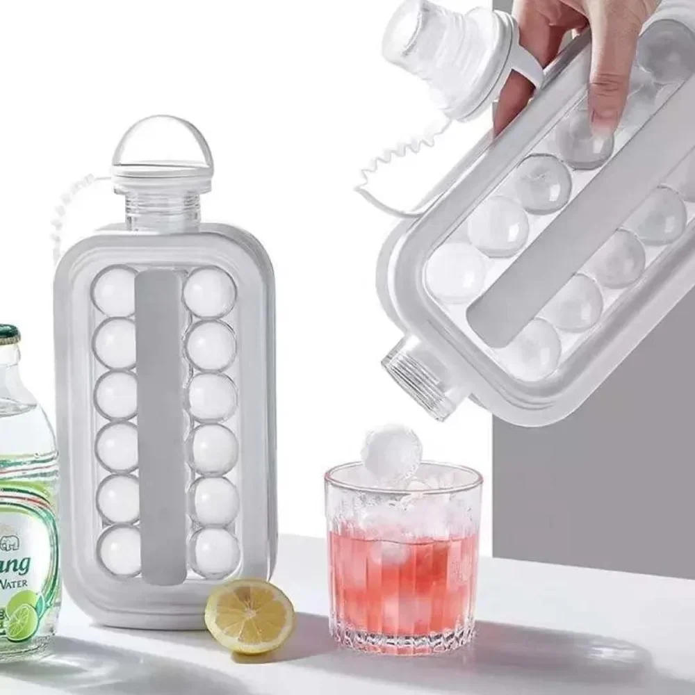 Description Picture 2 of itemPortable 2-in-1 Folding Ice Maker Water Bottle Creative Ice Cube Mold Kitchen Bar Gadgets Ice Hockey Lattice Making Tool Kettle