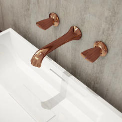 Tuqiu Bathroom Widespread Basin Faucet Rose Gold 8 inch Sink Mixer Brass Sink Faucet Hot & Cold Mermaid Wash Faucet Water Tap