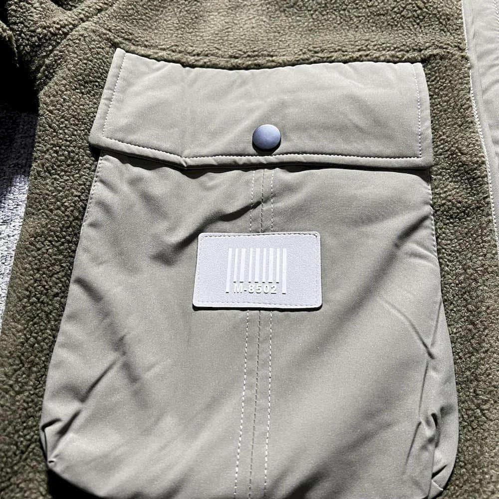 Description Picture 5 of itemPolar Fleece Patchwork Coat Japan Style Cargo Spliced Thick Parkas Workwear Large Pocket Padded Coat Winter Oversized Hooded Top