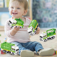 Children's toy pull-back car, urban engineering vehicle, sanitation truck, plastic pull-back car, children's toy trolley