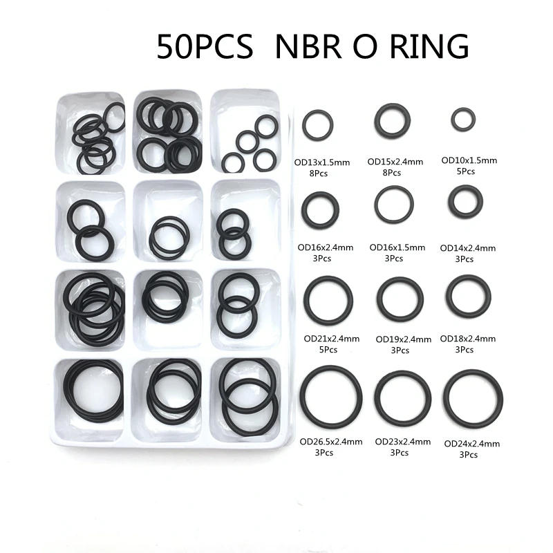 Description Picture 3 of item50PCS Rubber O Ring Oil Resistance O-Ring Washer Gasket Seals Watertightness Assortment Different Size