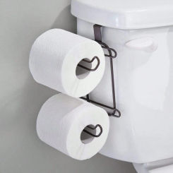 1pc Wall Hanging Iron Double Paper Towel  Rack, Bathroom Toilet Roll Paper Rack, Kitchen Cabinet Door  Rack, Multi-Functional  R
