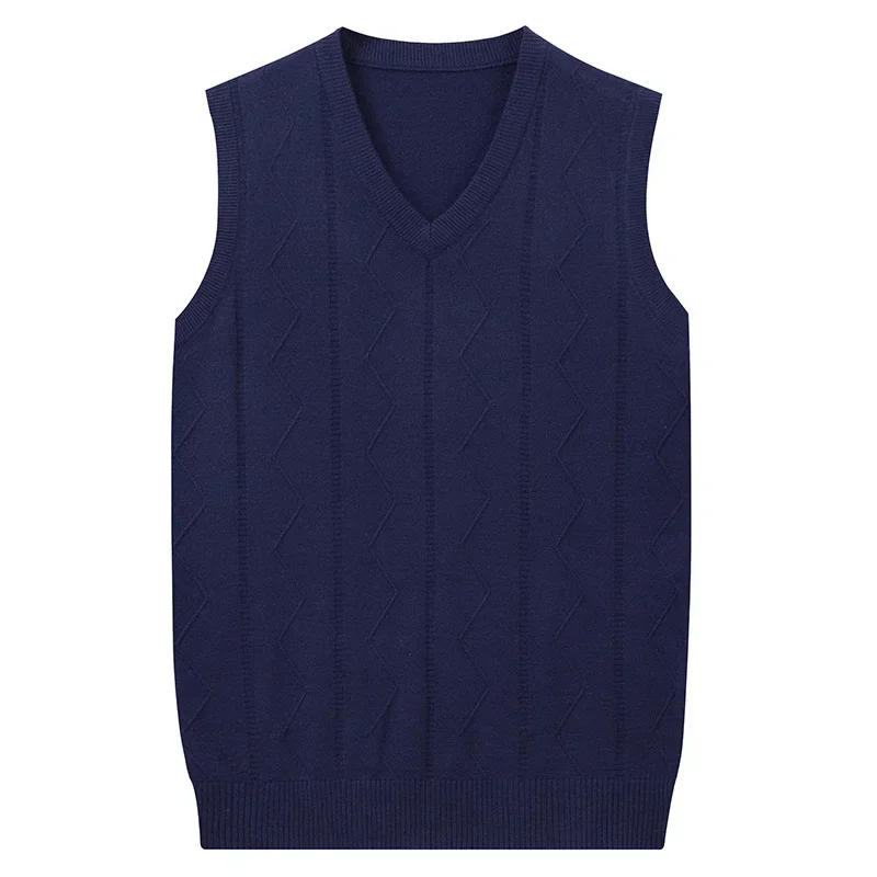 Description Picture 6 of itemAutumn New Men Vest Fashion Mens Wool Vest Men's V-neck Sweater Waistcoat Sleeveless Sweater Clothes Plue Size 3XL