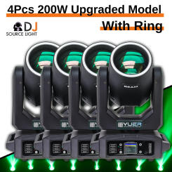 4Pcs/lot Pro 200W LED Beam Moving Head Light Rotating Light 13 Gobos Rainbow Effect Big Lens Output Very High Brightness Beam