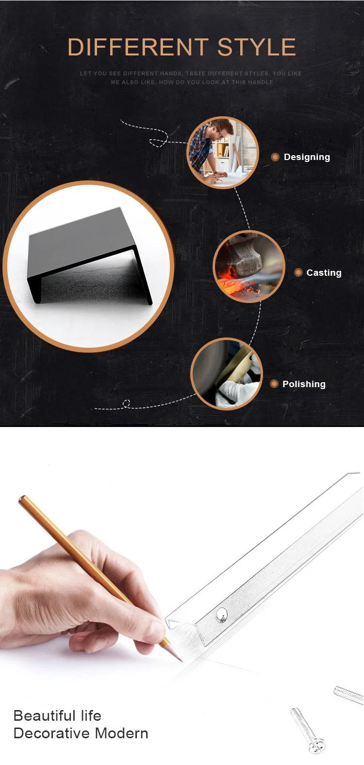 Description Picture 2 of itemHidden Cabinet Pulls Aluminum Alloy bedroom furniture handle Kitchen Cupboard Handles Drawer Knobs Hardware