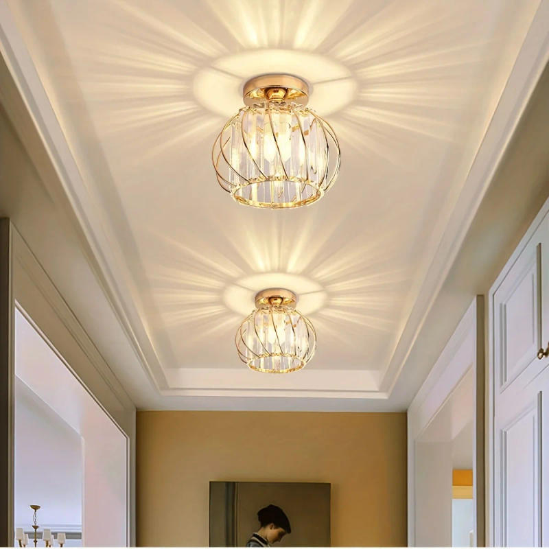 Description Picture 5 of itemModern E27 Minimalist Novelty Crystal Aisle Light 85-265V Corridor Balcony Ceiling Light Dining Room Chandelier Black/Gold