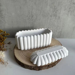Oval Railings Flowerpot Clay Silicone Mold DIY Craft Home Decoration Furniture Candle Jar with Lid Gypsum Concrete Molds