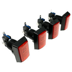 1PCS Arcade Push Button 25 Center Red Push for Credit Coin Operated Gamed Game Led rectangular buttons with Micro Switch