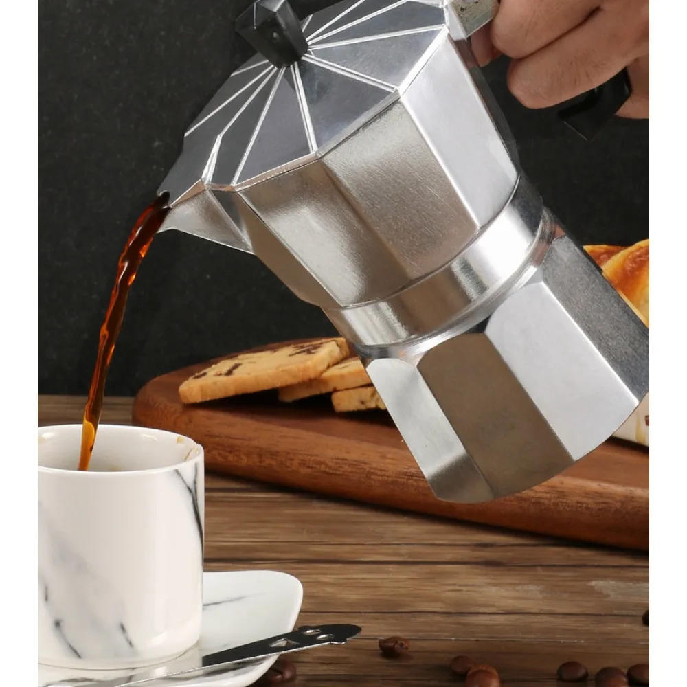 Description Picture 6 of itemCoffee maker Moka Pot, 3/6 Cups Coffee Machine, Italian Coffee Percolator Maker Fit Aluminum Cookers Coffeeware Dolce Gusto